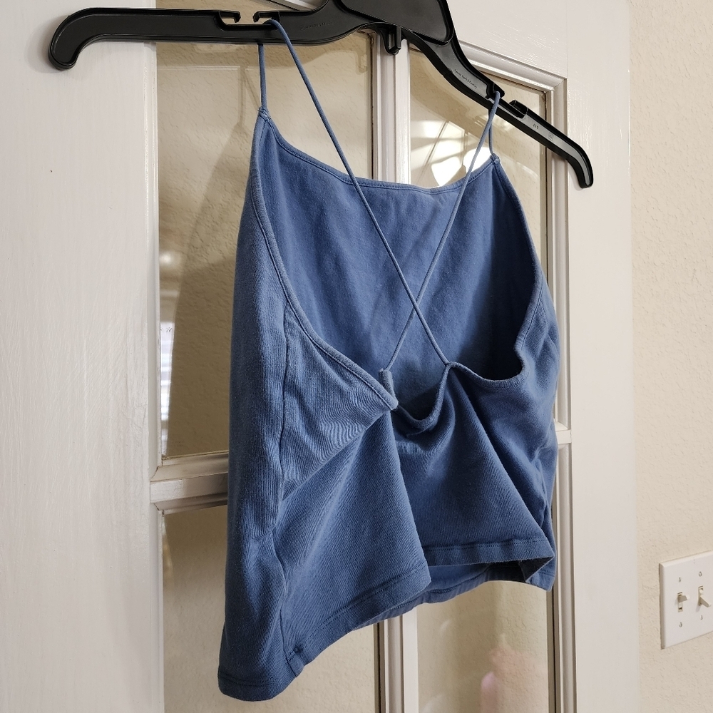 American Eagle Outfitters Blue Cropped Cross Back Cami Tank Top XL - Picture 4 of 13